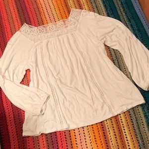 Nanette Lepore White Lace Blouse Size M